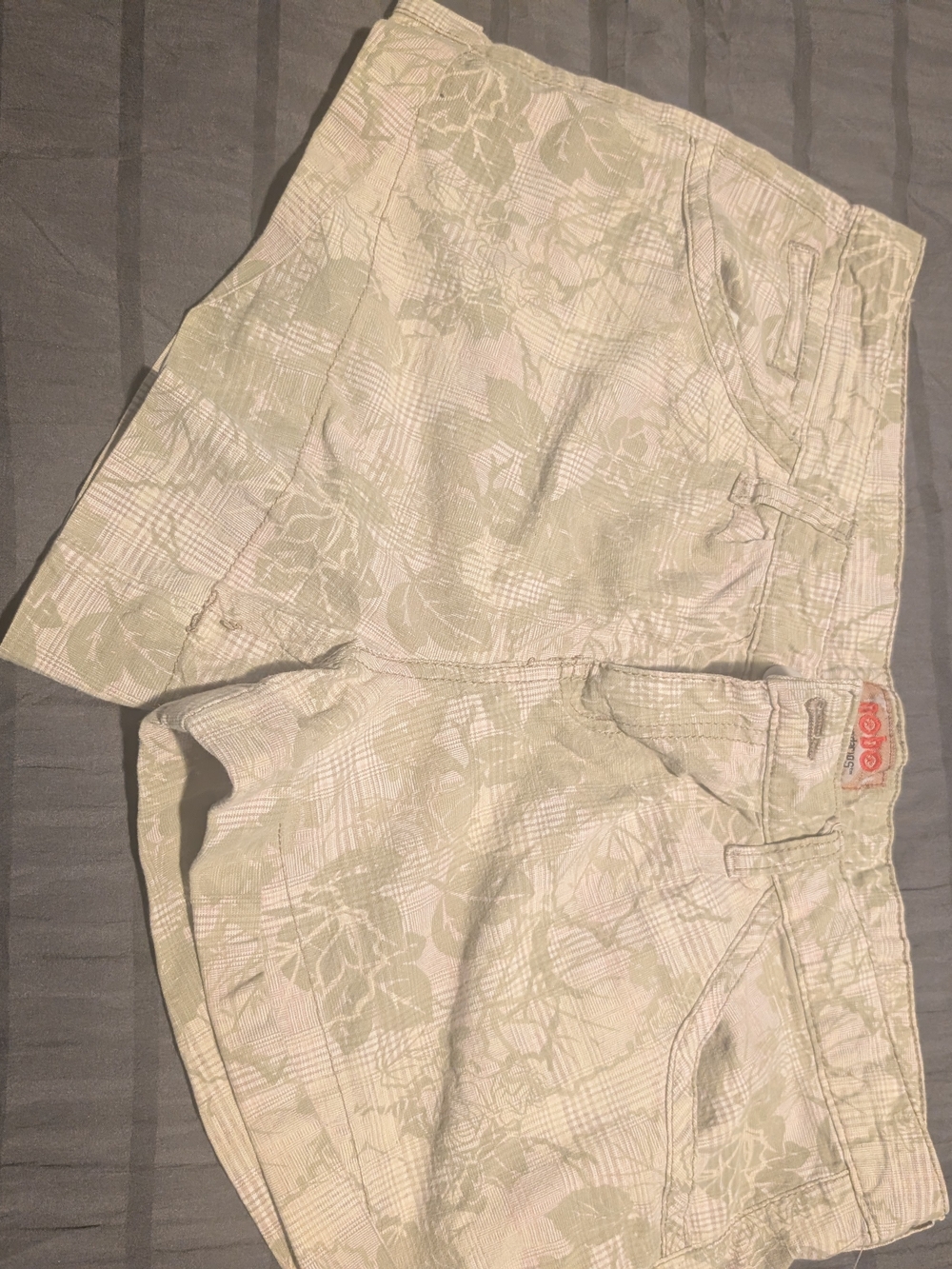 Mossimo Supply Co. Beige and Light Green Plaid Floral Shorts